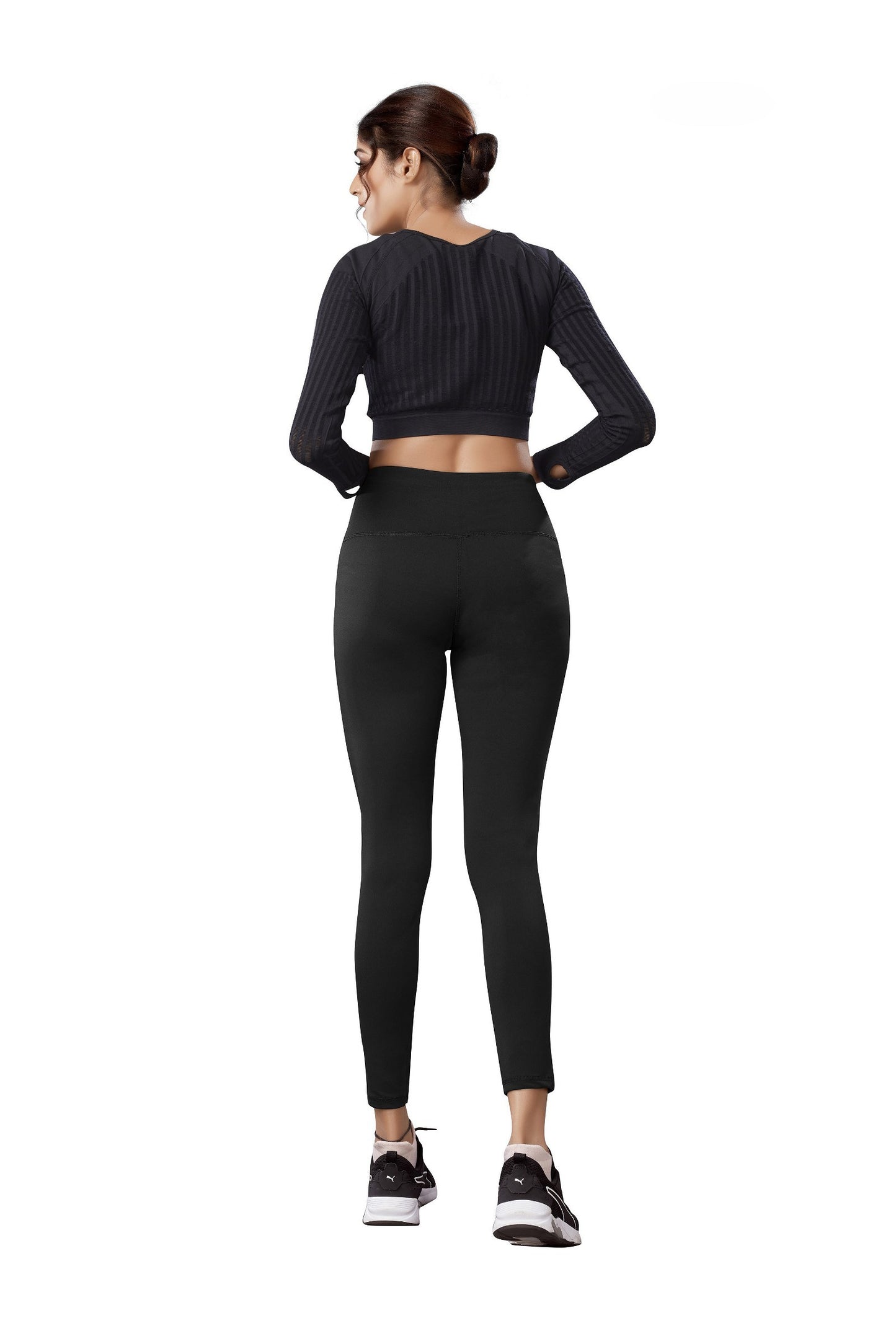 Black Colour Polyester Solid Pattern Track Pant For Women's
