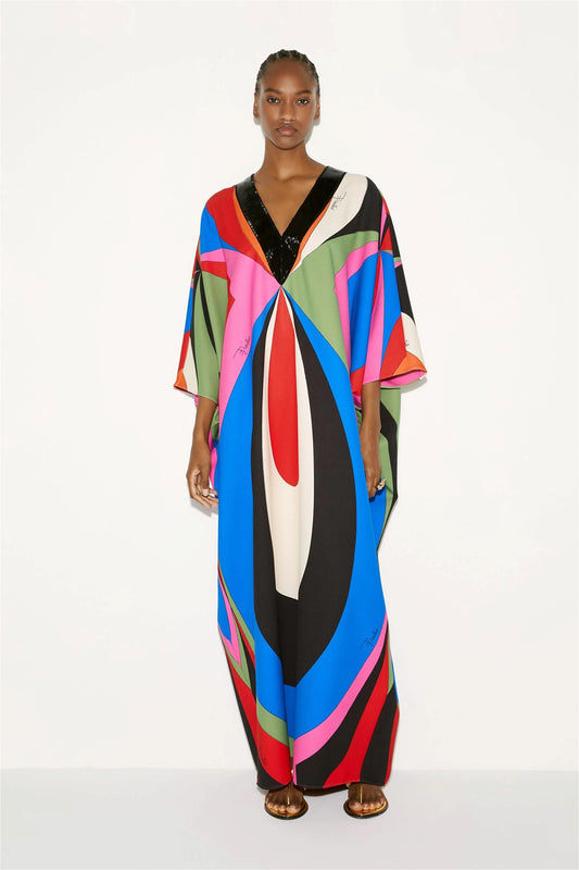 Multicolor Printed Korean BSY With Sequence Work Party Wear Kaftan