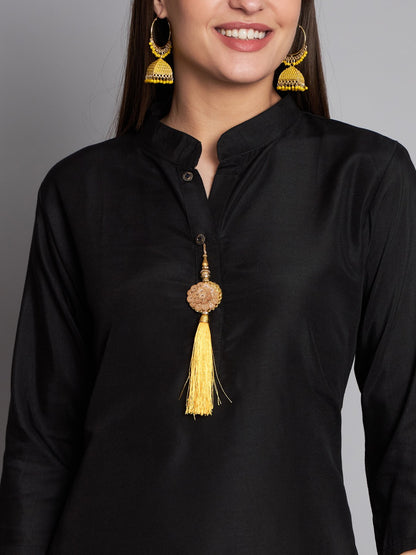 Black Colour Cotton Printed Dupatta With Kurta Pant Set For Women's