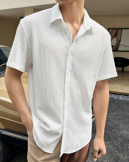 White Colour Men Casual Wear Cotton Structured Shirt