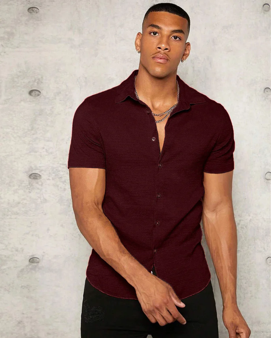 Maroon Colour Imported Casual Wear Short Sleeve Shirt For Men's