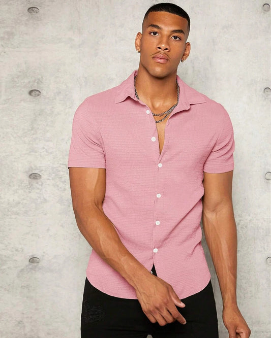 Pink Colour Imported Casual Wear Short Sleeve Shirt For Men's