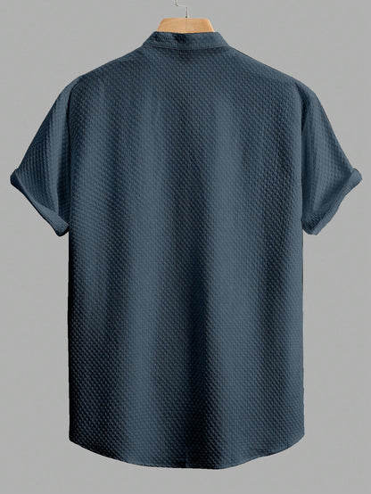 Teal Blue  Colour Men's Casual Wear Short Sleeve Shirt