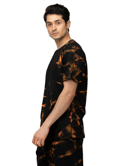 Tie Day Printed T-Shirt and Shorts For Men in Black Color