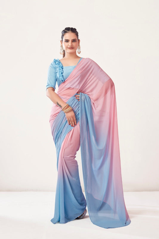 Alia Inspired Desirable Georgette Fabric Casual Ready To Wear Saree For Women - alagappa group's
