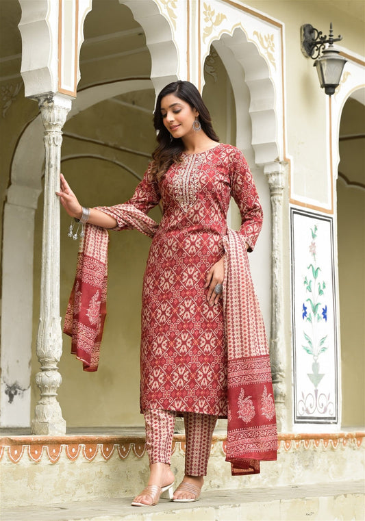Beautiful and Simple Daily wear Kurta set With Dupatta and Bottom - alagappa group's
